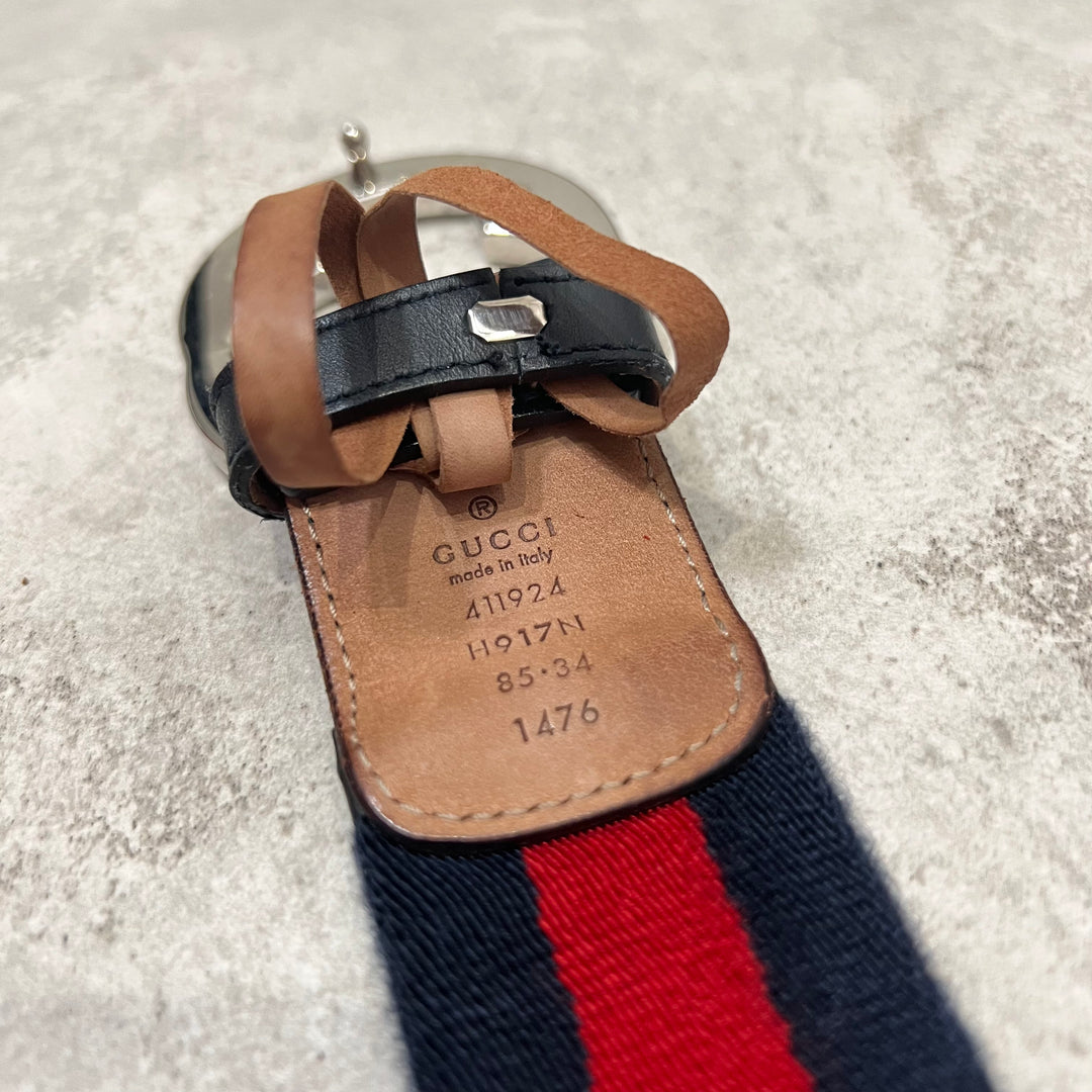 Gucci Navy Web Belt 411924 H917N N Hype