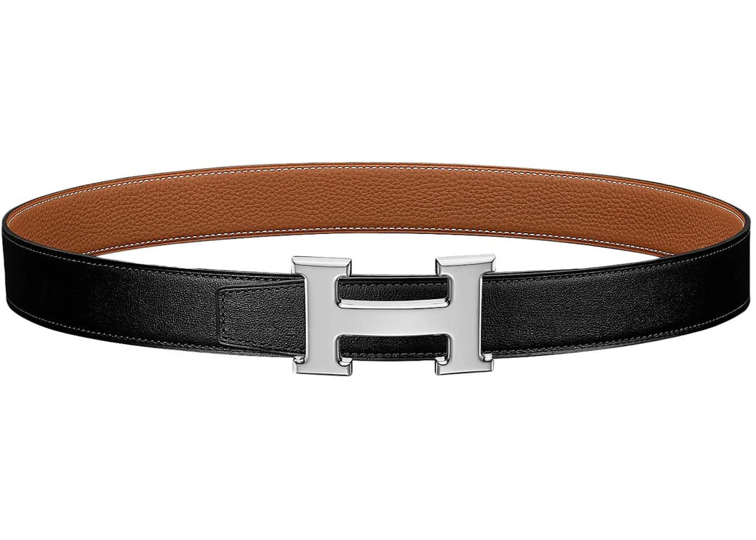 Hermes H Belt Buckle & Reversible Leather Strap 32mm Noir/Gold - Czarny - N-Hype