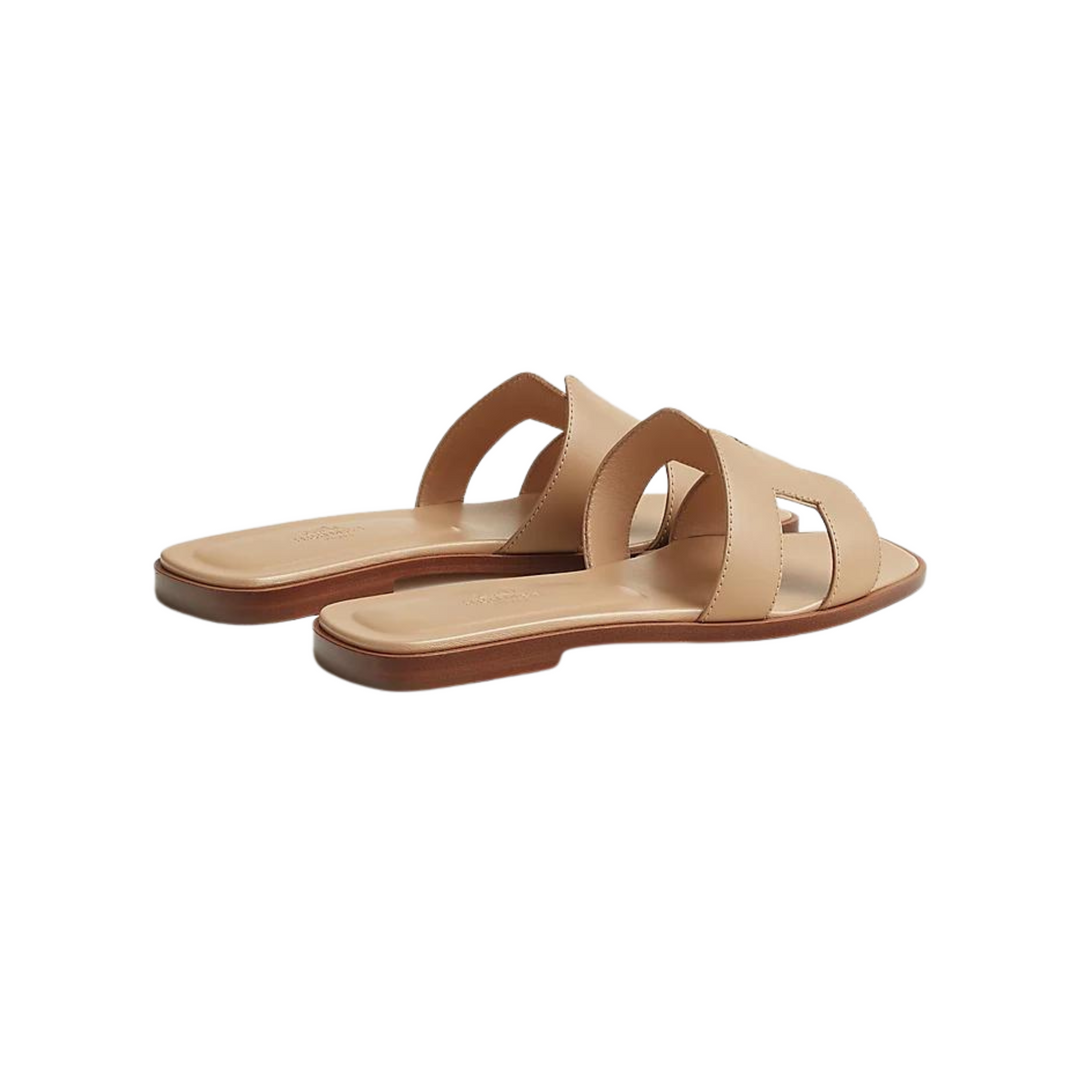 Hermes Oran Sandal Beige Box Calfskin Leather