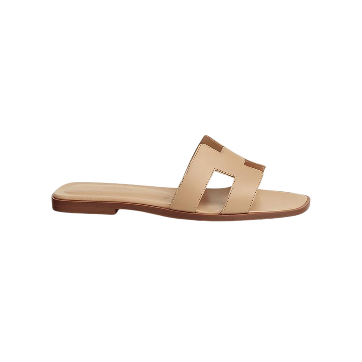 Hermes Oran Sandal Beige Box Calfskin Leather