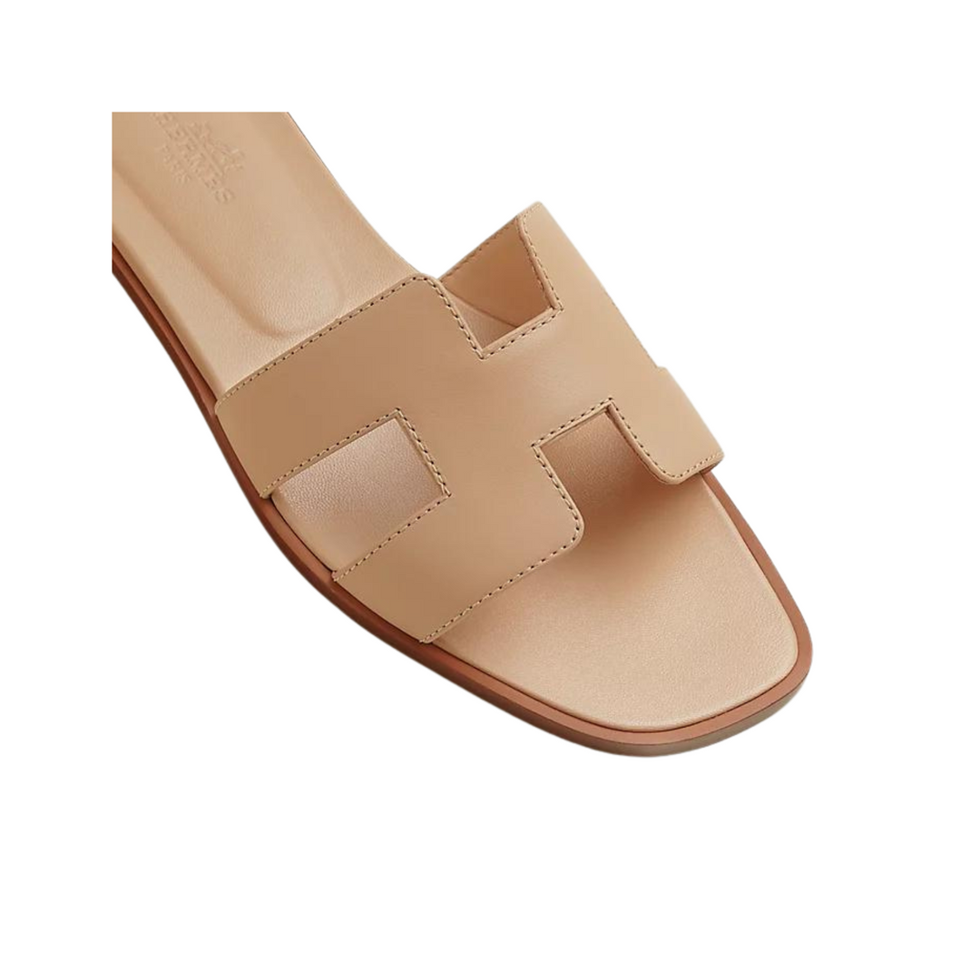 Hermes Oran Sandal Beige Box Calfskin Leather