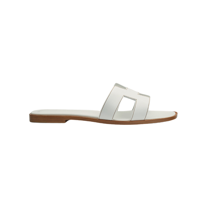 Hermes Oran Sandal Blanc Box Calfskin Leather