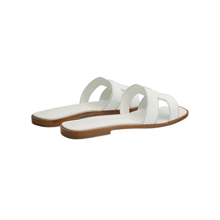 Hermes Oran Sandal Blanc Box Calfskin Leather