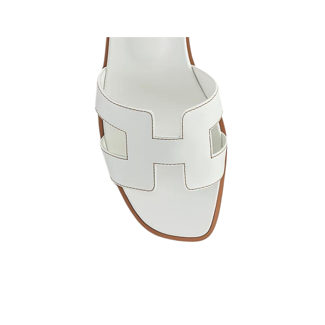 Hermes Oran Sandal Blanc Box Calfskin Leather