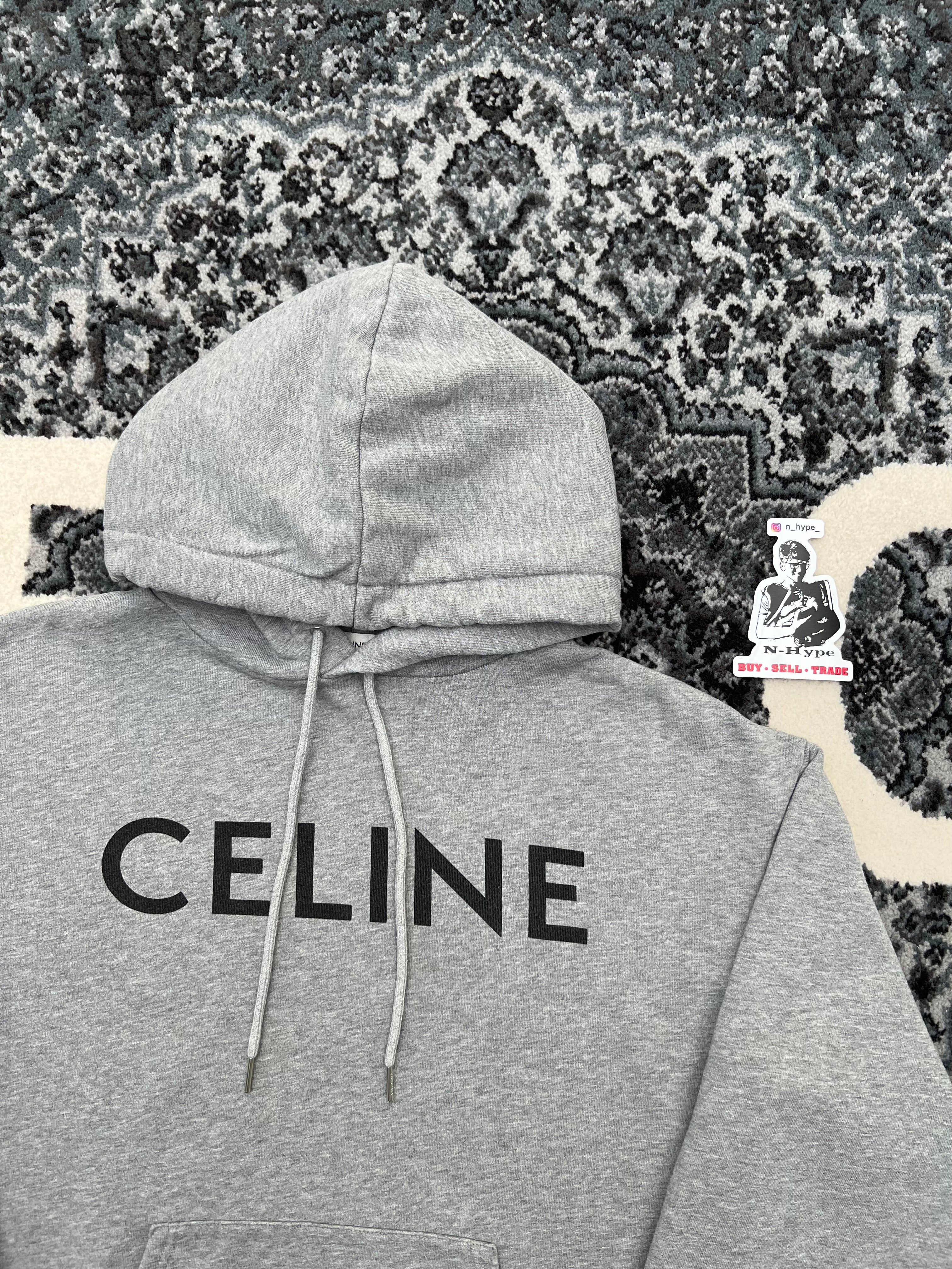 Celine Loose Hoodie Cotton Fleece Grey Black