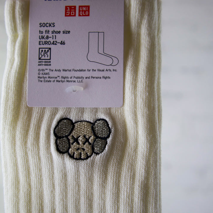 KAWS Uniqlo x Andy Warhol Skull and Bones Socks White