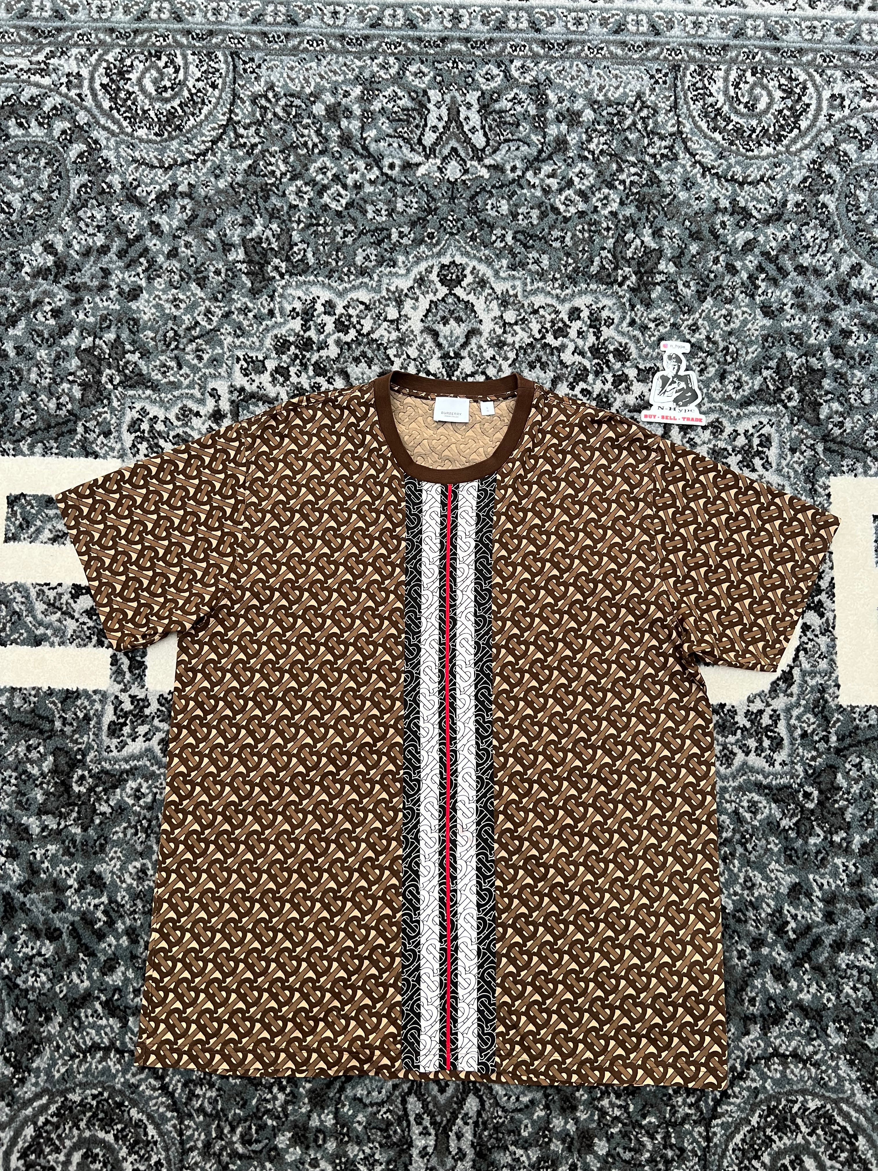 Burberry Monogram Stripe Print Polo Shirt Brown