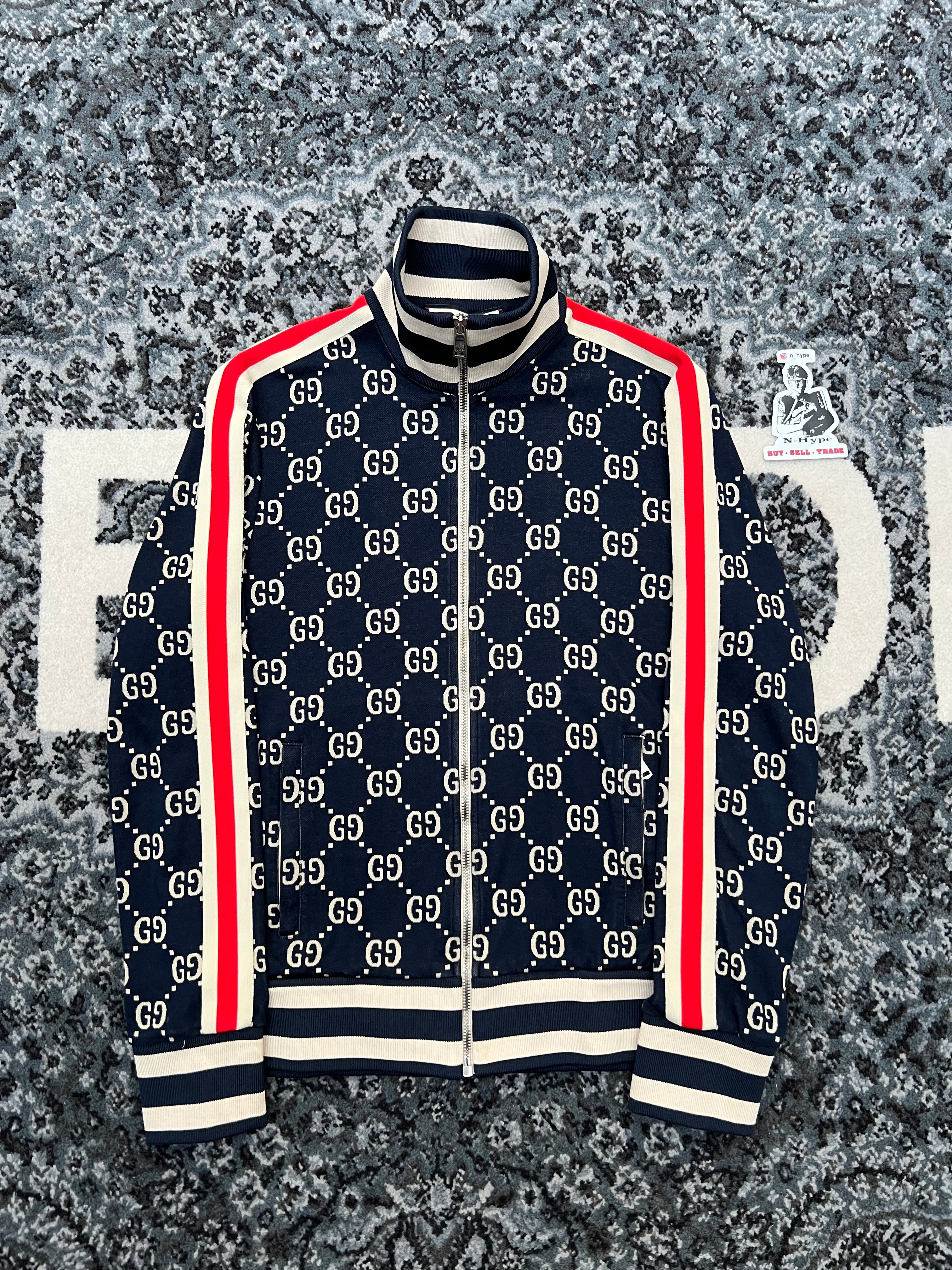 Gucci Jacquard Cotton Jacket Navy