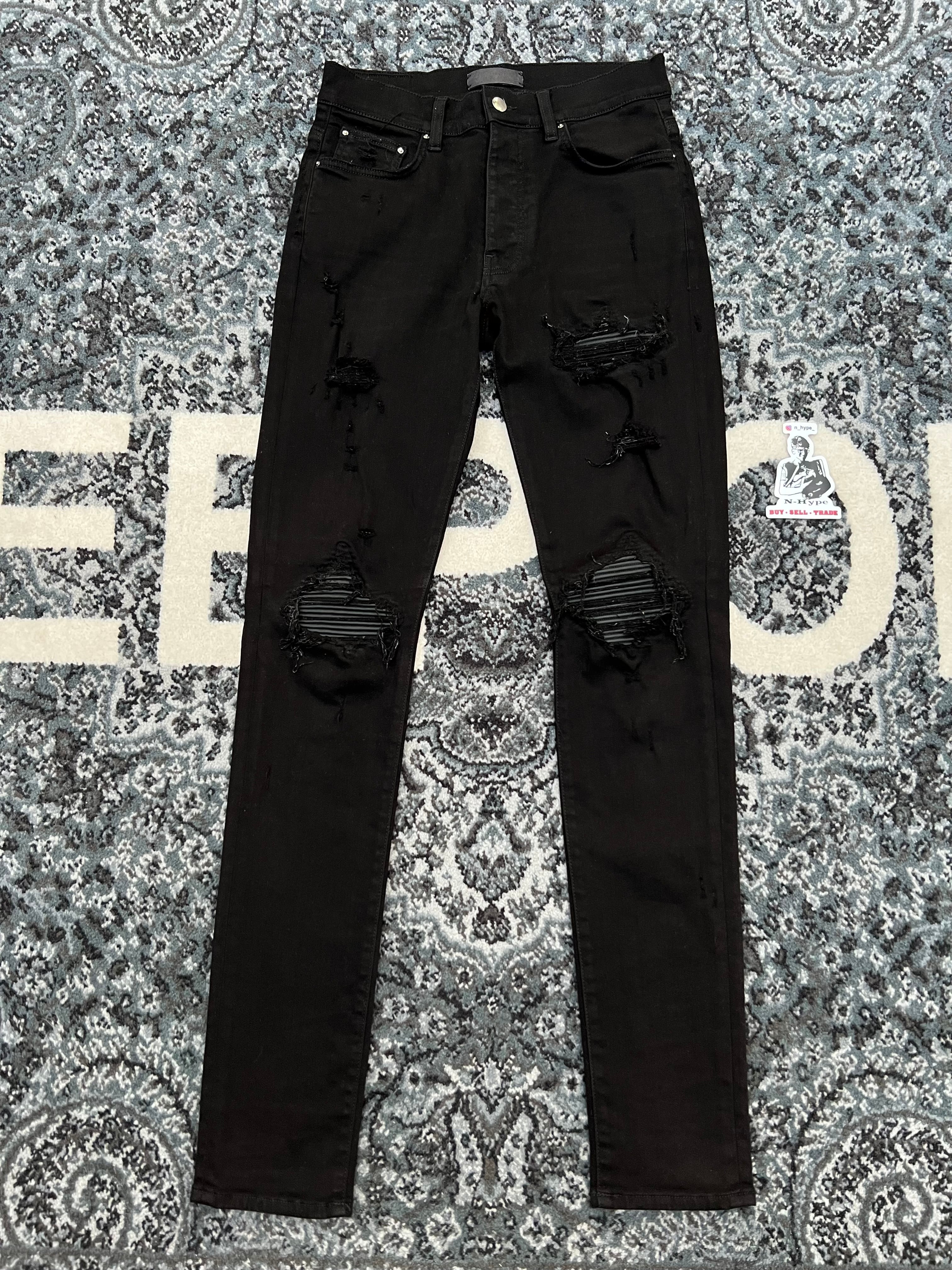 Amiri MX1 Distressed Denim Skinny Jeans Black