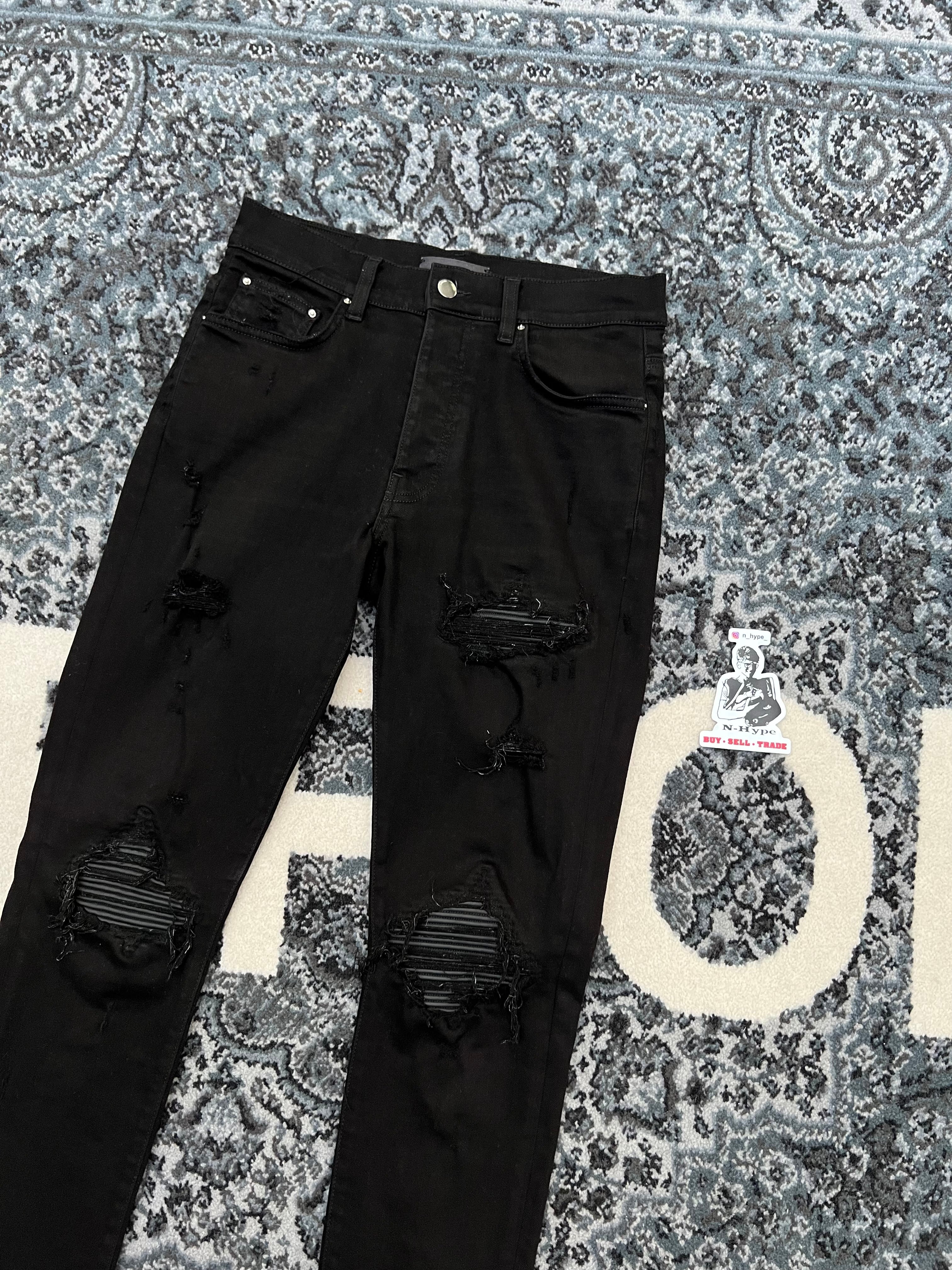 Amiri MX1 Distressed Denim Skinny Jeans Black