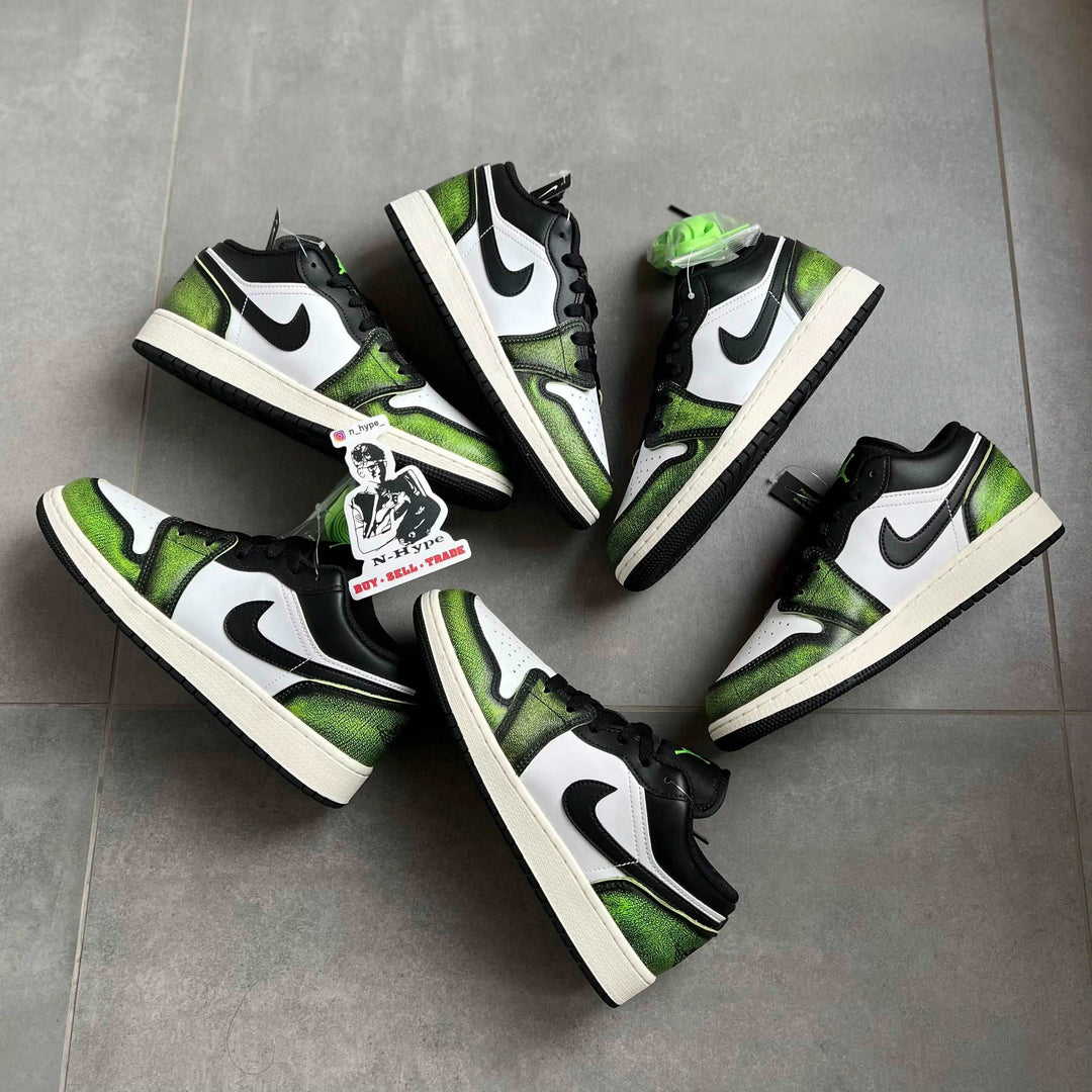 Jordan 1 Low Wear Away Electric Green (GS)