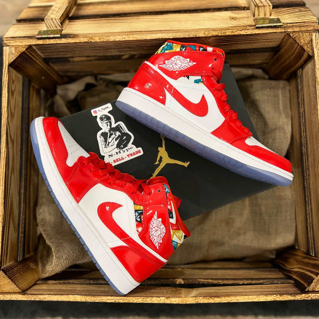 Jordan 1 Mid Barcelona Sweater Red Patent