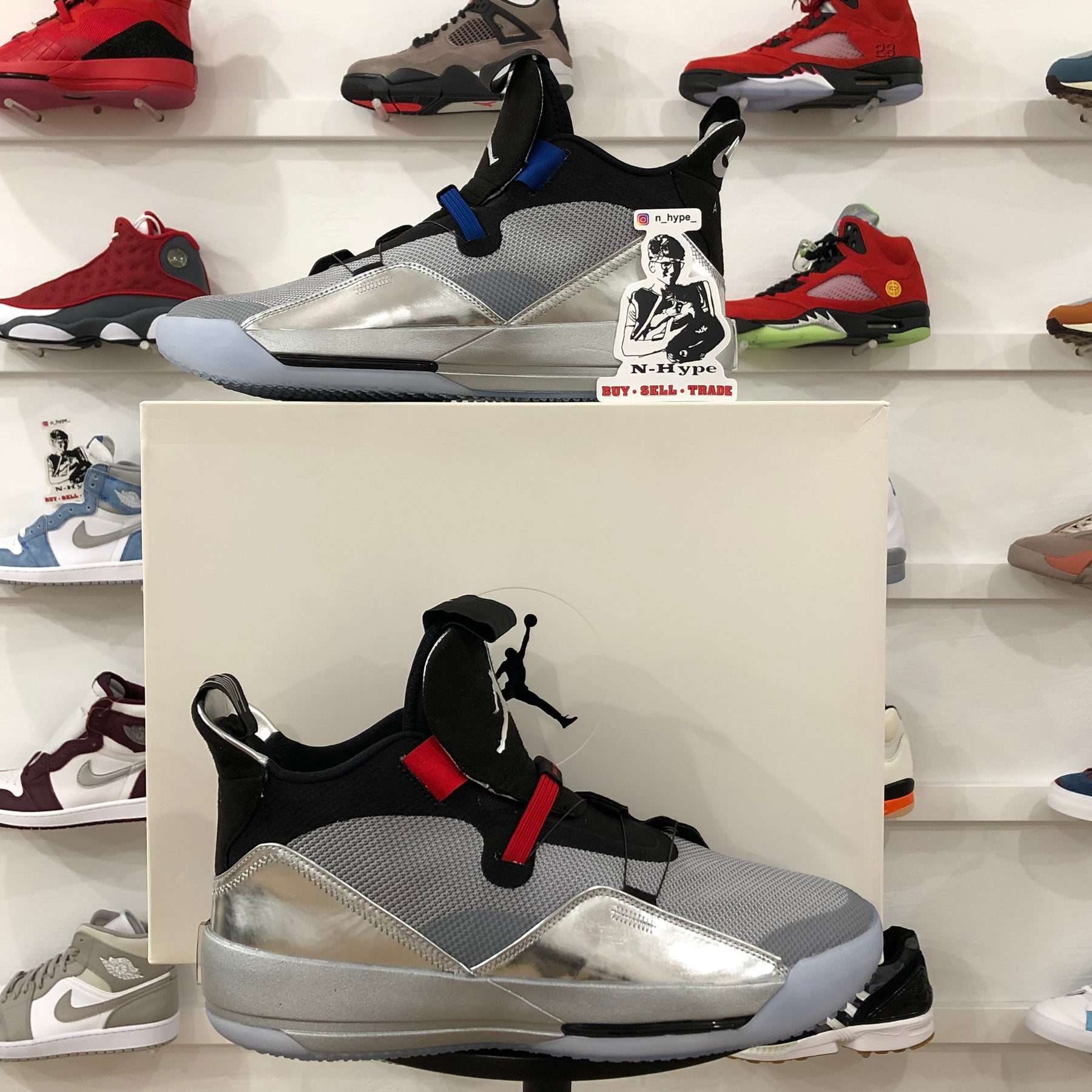 Jordan 33 metallic silver black shop