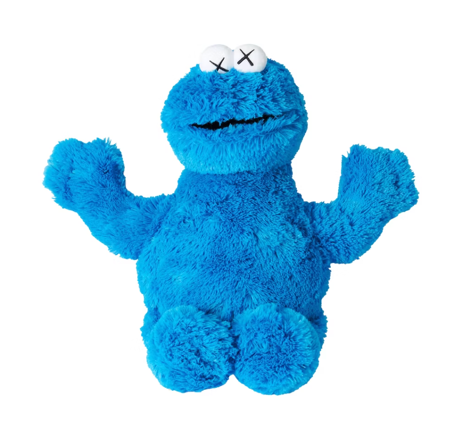 KAWS Sesame Street Uniqlo Cookie Monster Plush Toy Blue Front Lodz Polska