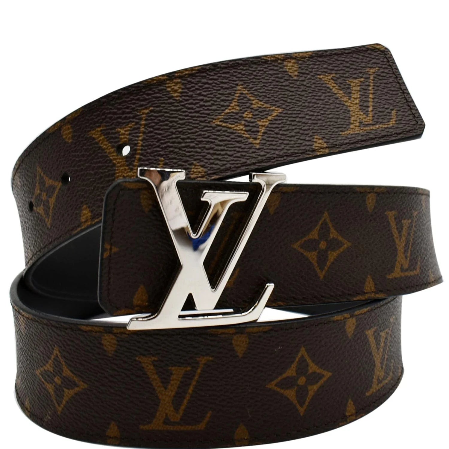 Louis Vuitton Initiales Monogram Silver Buckle Belt Front Lodz Polska