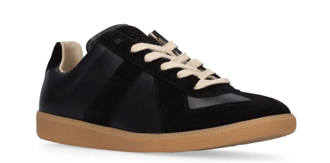 Maison Margiela Replica Leather & Suede Low Top Sneakers Black Showroom NHype Lodz Polska 2