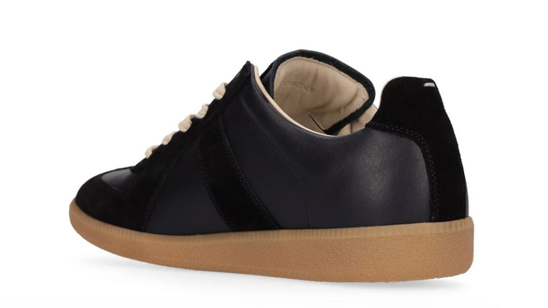 Maison Margiela Replica Leather & Suede Low Top Sneakers Black Showroom NHype Lodz Polska 3