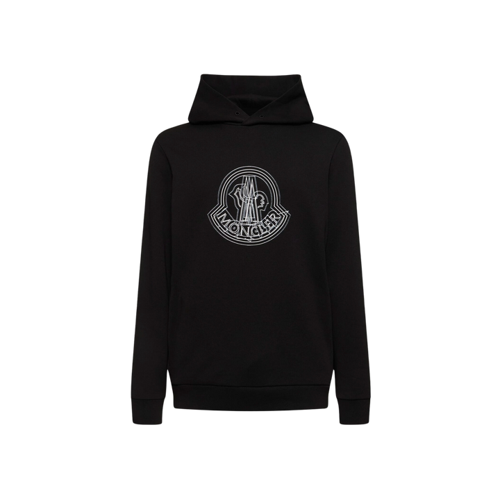 Moncler Logo Cotton Hoodie Black