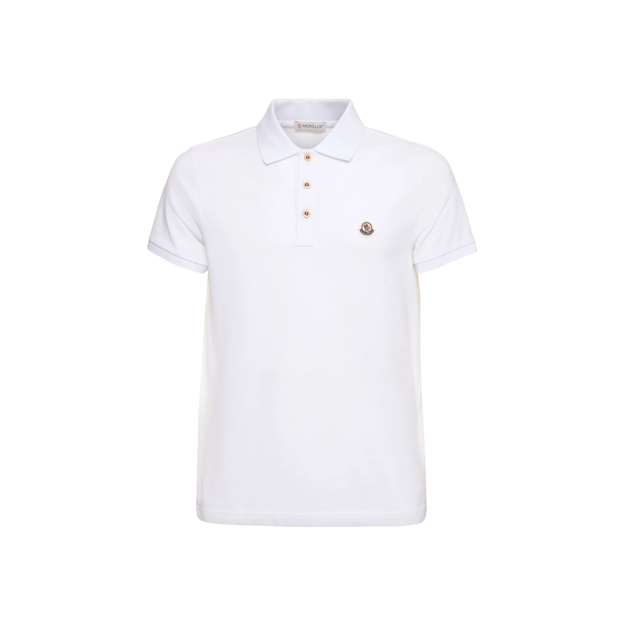 Moncler Logo Cotton Polo Shirt White
