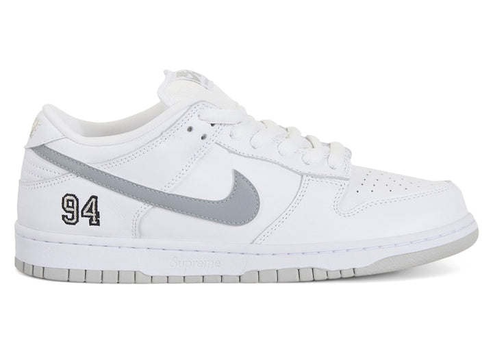 Nike SB Dunk Low Supreme 94 White Metallic Silver