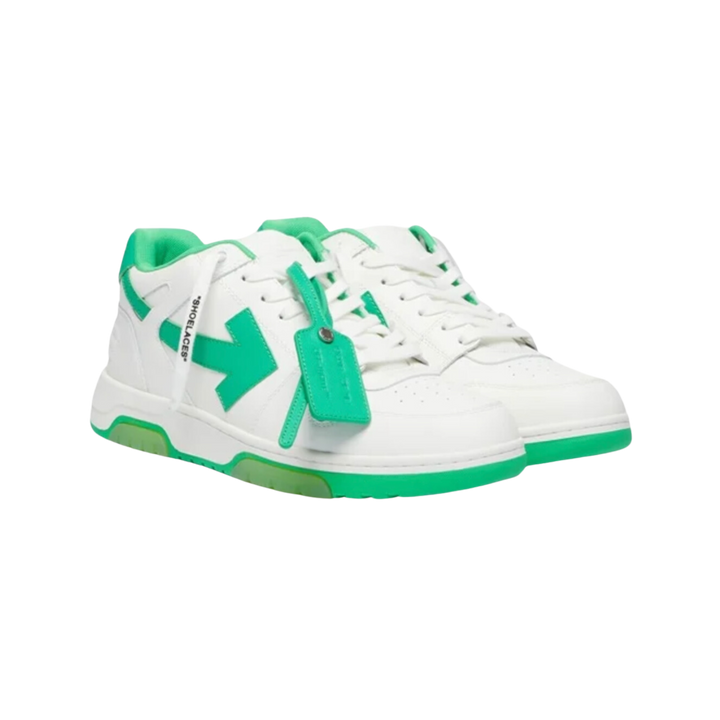 OFF-WHITE Out Of Office "OOO" Low Tops White Green