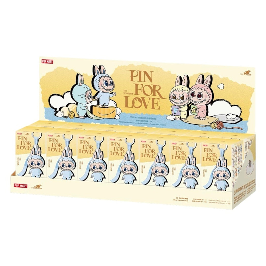 Pop Mart Labubu The Monsters Pin for Love Series Vinyl Plush Pendant (A-M) Unsealed Case (14 Blind Box) - Czarny - N-Hype