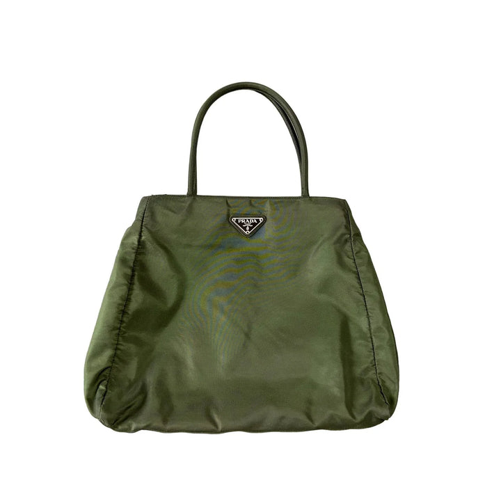 Prada Vintage Khaki Nylon Bag Lodz Polska Front Logo