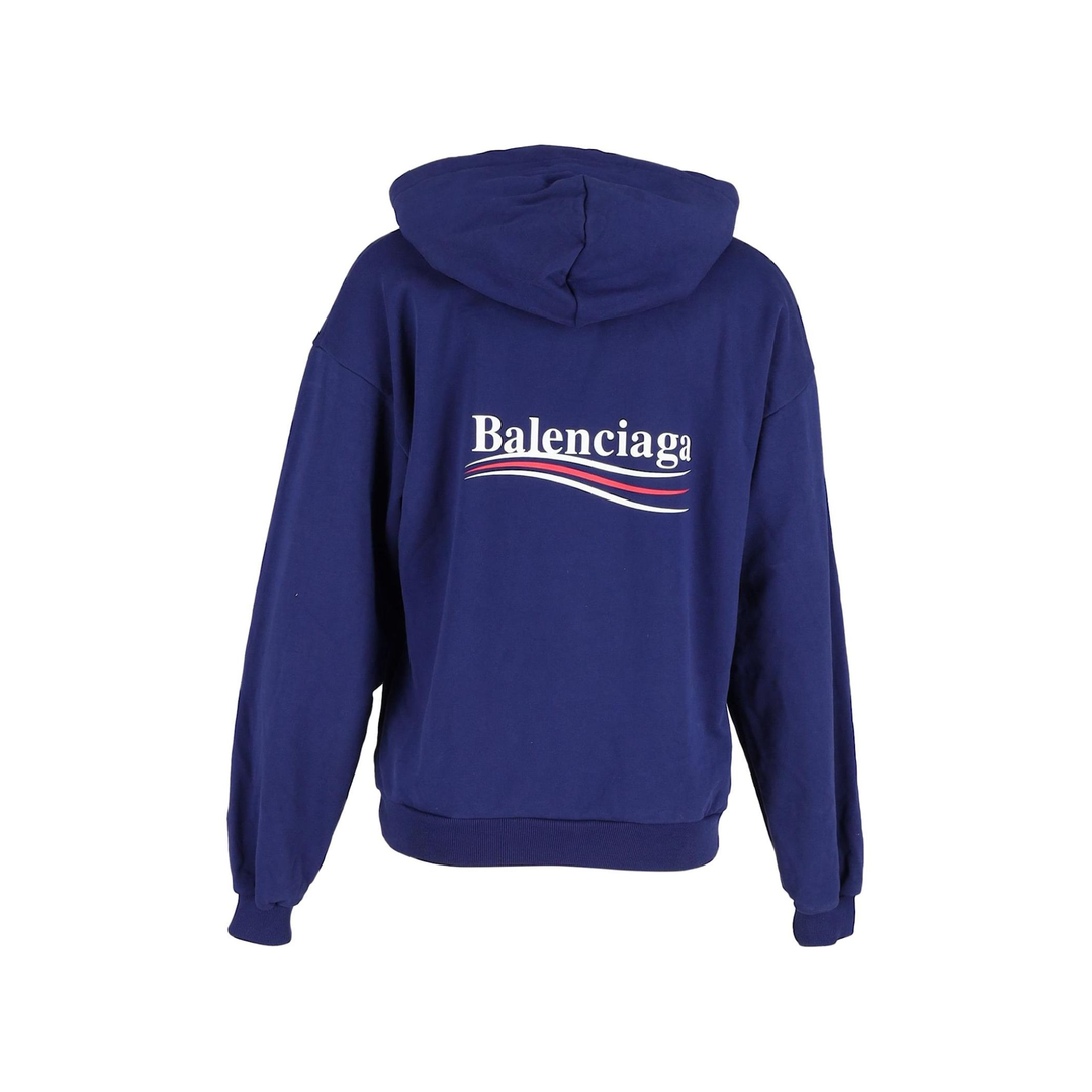 Balenciaga Political Campaign Large Fit Hoodie Navy