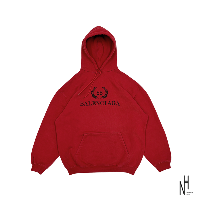 BALENCIAGA BB Logo Hoodie Red