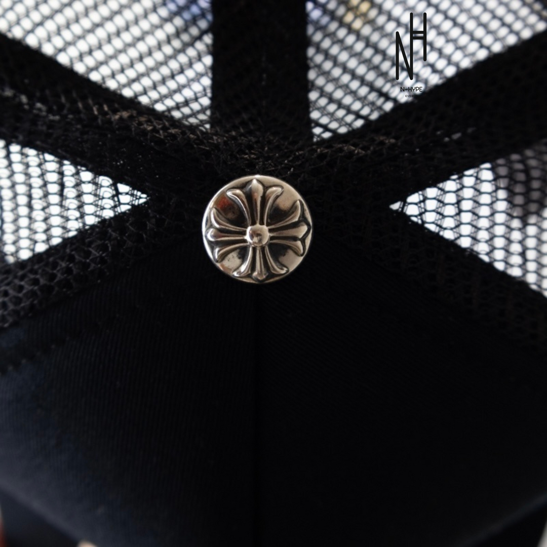 Chrome Hearts CH Hollywood Trucker Hat Black/White – N-Hype Chrome Hearts CH Hollywood Trucker Hat Black/White – N-Hype
