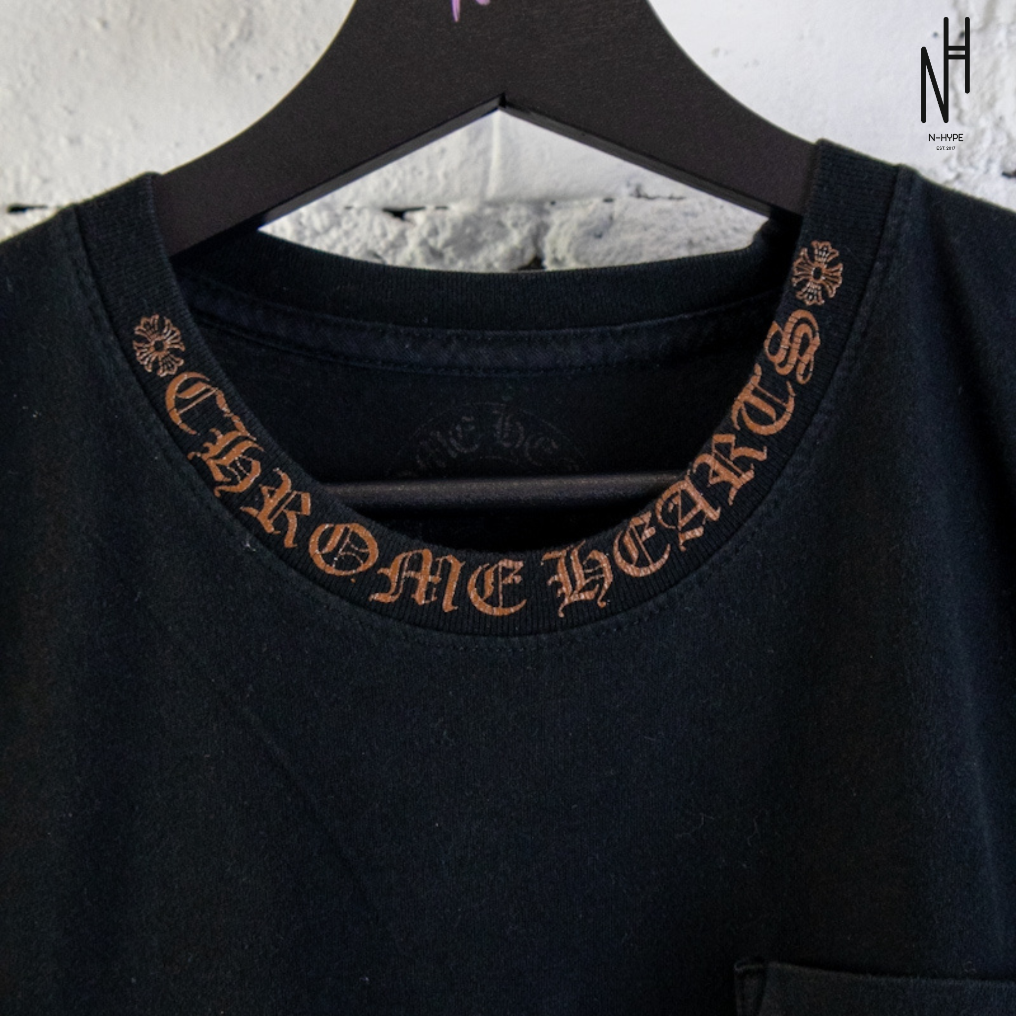 Chrome Hearts Brown Neck Logo T-Shirt Black