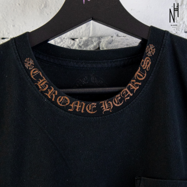 Chrome Hearts Brown Neck Logo T-Shirt Black