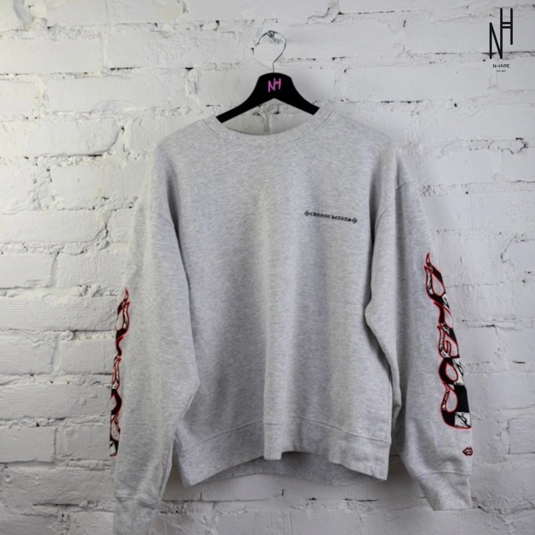 CHROME HEARTS ×MATTY BOY Chrome Hearts Matty Boy Brain Crewneck Heather Gray – N-Hype
