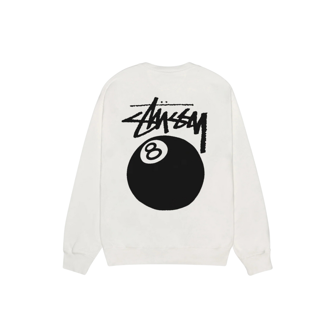 STÜSSY 8 Ball Crew Pigment Dyed White