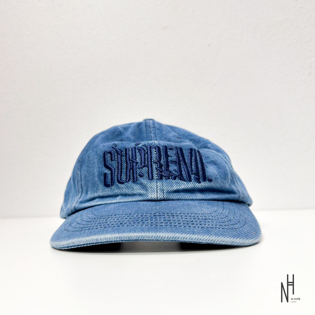 Supreme Splatter 6-Panel Blue Denim N-Hype czapka z daszkiem niebieska denim