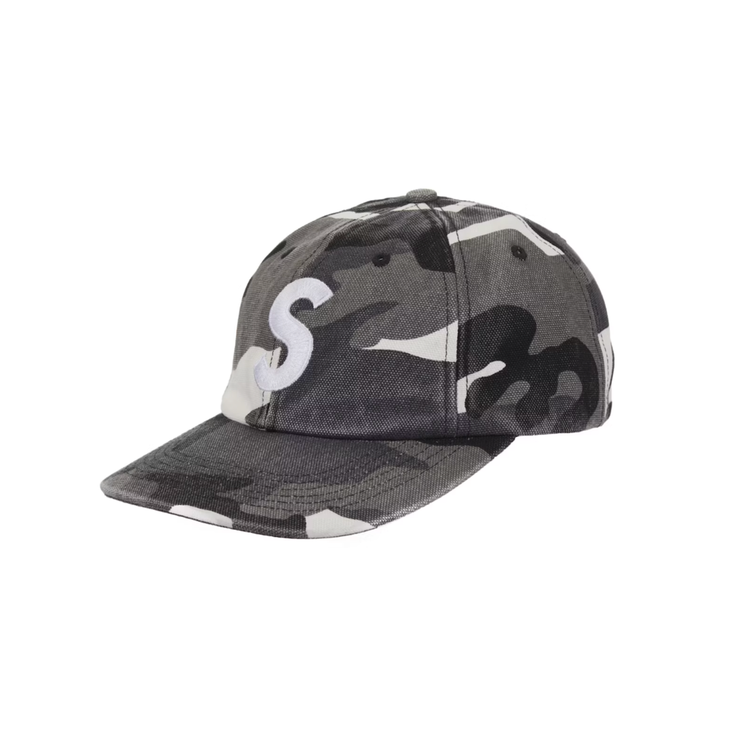 Supreme Pigment Coated Canvas S Logo 6-Panel Snow Camo | N-Hype