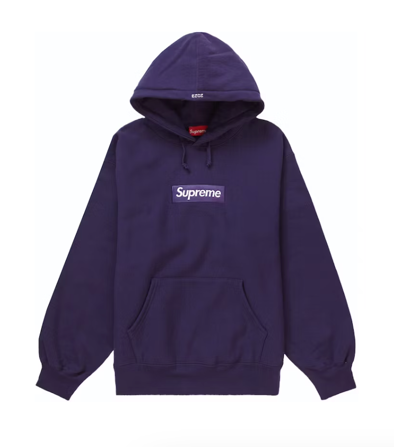 Supreme Box Logo Hooded Sweatshirt (FW23) Dark Purple Front Lodz Polska
