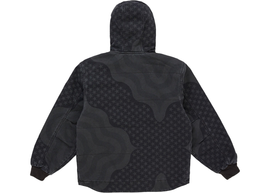 Supreme Flag Quilted Hooded Work Jacket Black | N-Hype