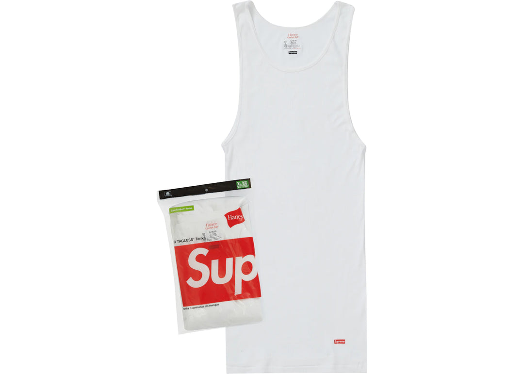 Supreme Hanes Tagless Tank Tops (3 Pack) White - Biel - N-Hype