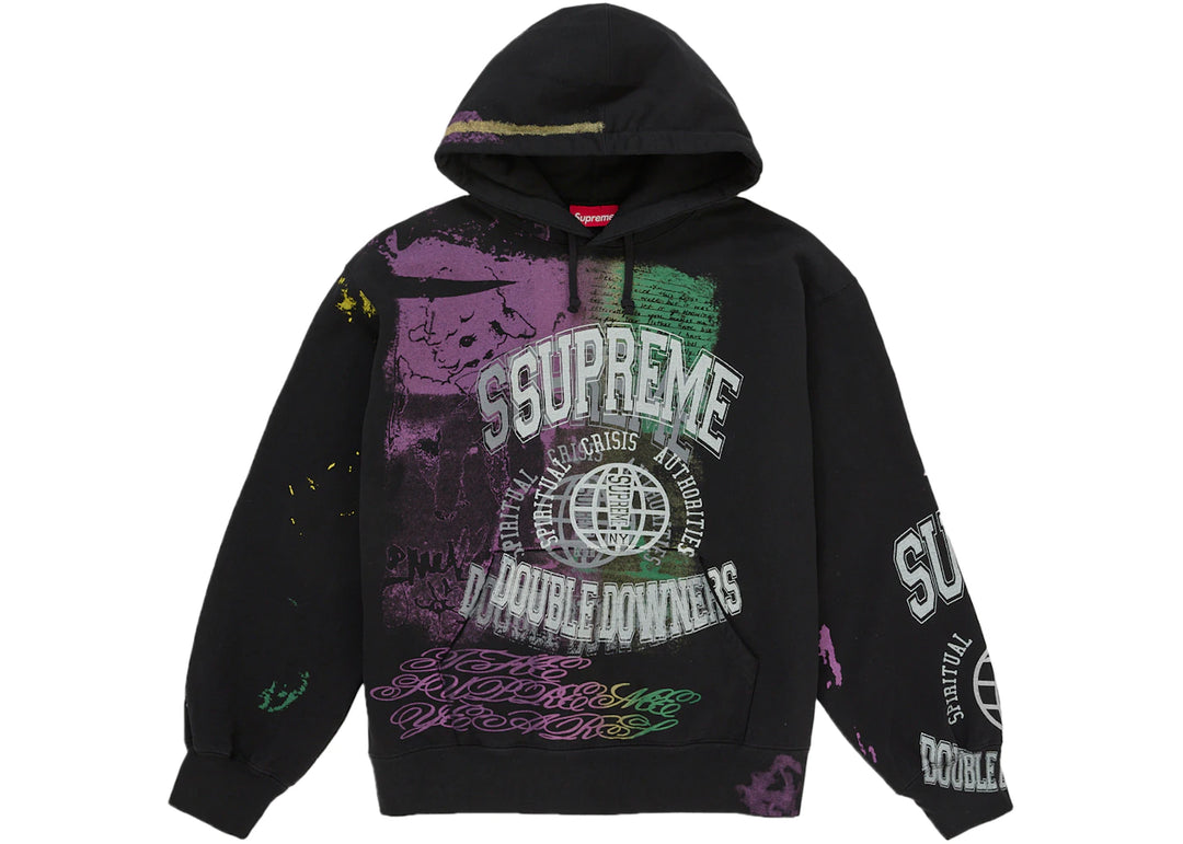 Supreme Overprint Hooded Sweatshirt Black - Czarny - N-Hype