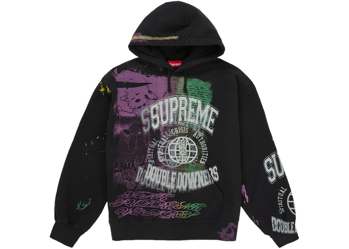 Supreme Overprint Hooded Sweatshirt Black - Czarny - N-Hype