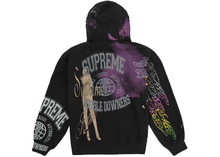 Supreme Overprint Hooded Sweatshirt Black - Czarny - N-Hype