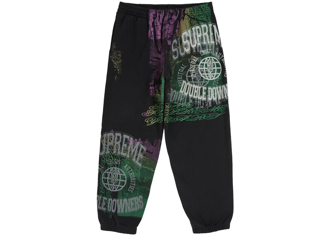 Supreme Overprint Sweatpant Black - Czarny - N-Hype