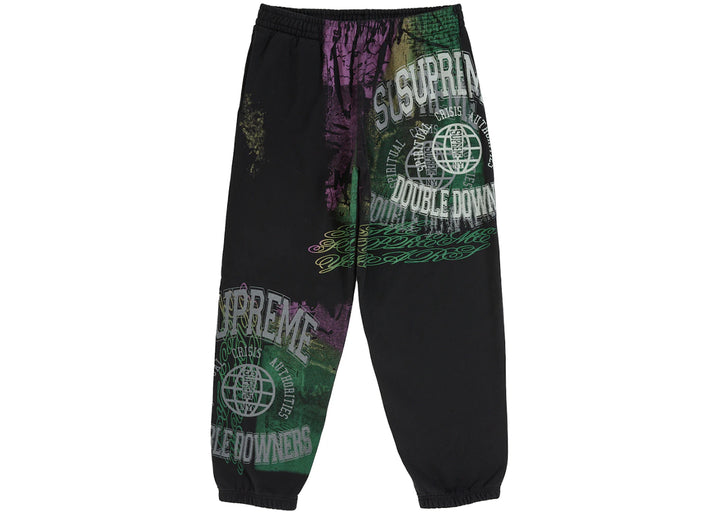 Supreme Overprint Sweatpant Black - Czarny - N-Hype