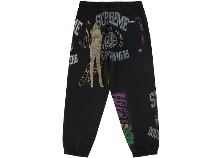 Supreme Overprint Sweatpant Black - Czarny - N-Hype