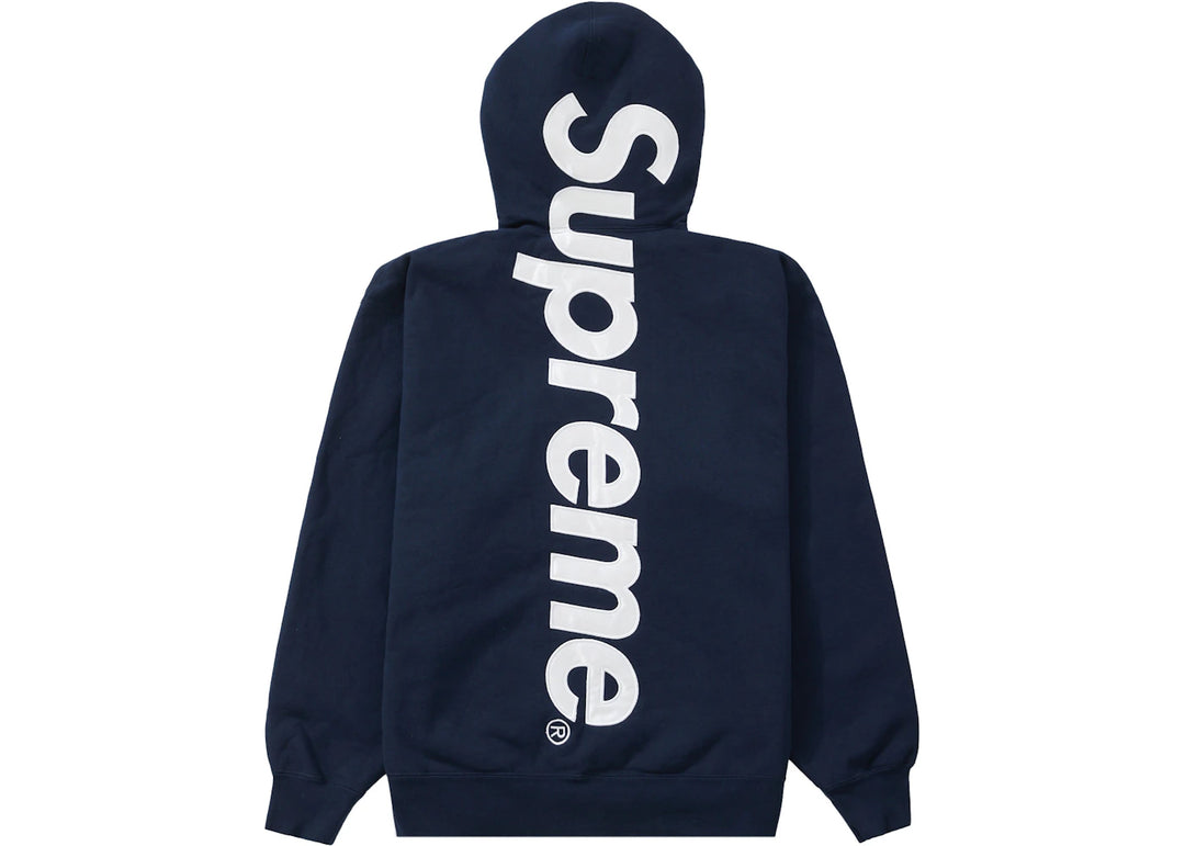 Supreme Satin Appliqué Hooded Sweatshirt Navy - Granat - N-Hype