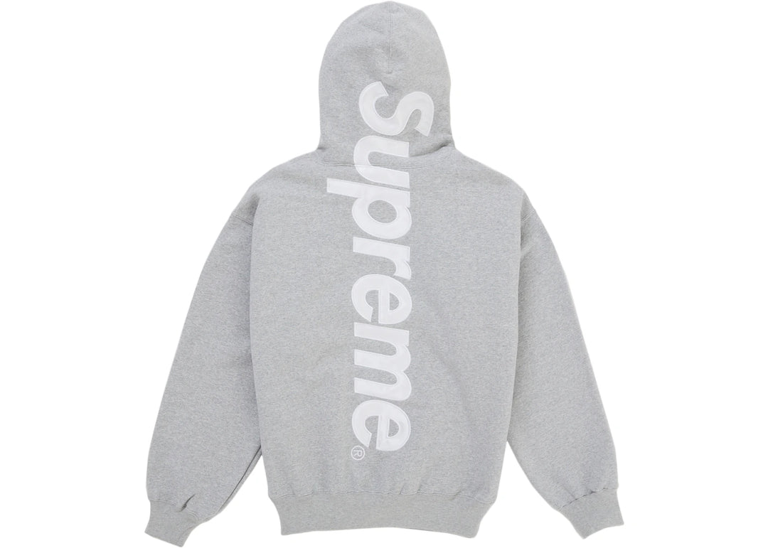 Supreme Satin Applique Hooded Sweatshirt (SS26) Heather Grey - Szary - N-Hype
