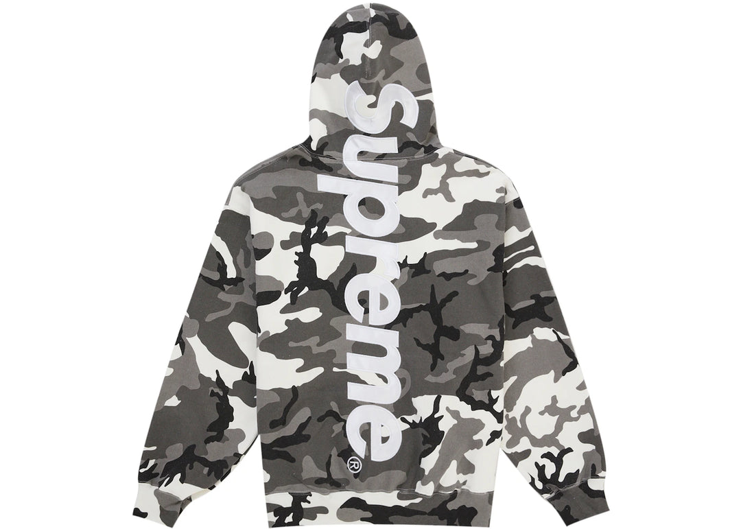 Supreme Satin Applique Hooded Sweatshirt (SS26) Snow Camo - Biel - N-Hype