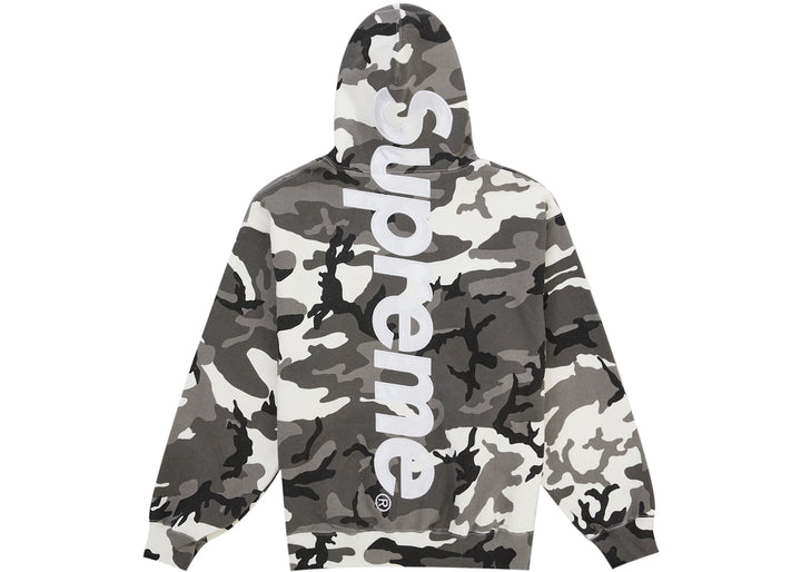 Supreme Satin Applique Hooded Sweatshirt (SS26) Snow Camo - Biel - N-Hype