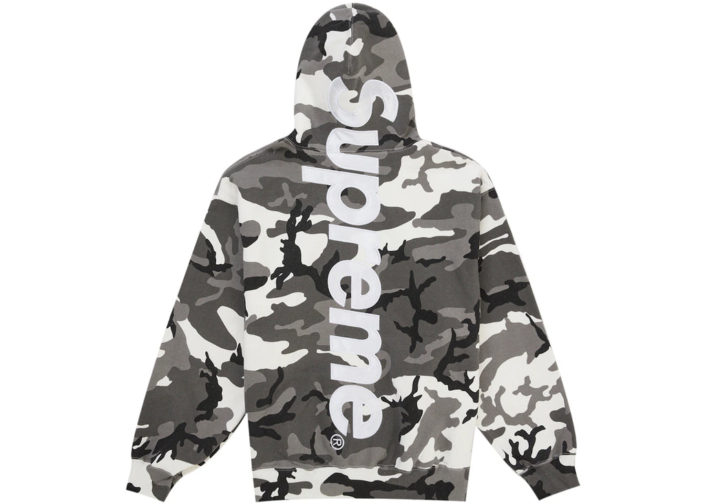 Hoodie Supreme Satin Applique SS26 Snow Camo | N-Hype